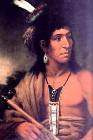 American Indian wearing a neck knife