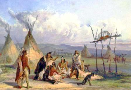 Sioux Native American Indian Tribe and their tepees